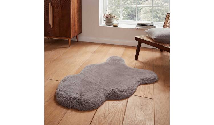Mega Flooring Grey Shaggy Plain Rug - 60 x 90cm