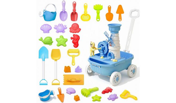 deAO Kids Beach Wheelbarrow Wagon Toy Set - Blue