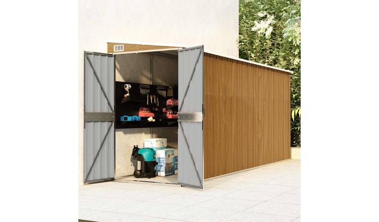 Walplus Galvanised Steel Garden Shed Look Large Garden Shed - Brown - 178 cm