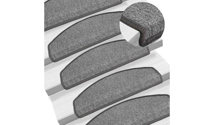 Walplus Pack of 10 Half Round Polypropylene Stair Mats - Dark Grey - 65 x 24 cm