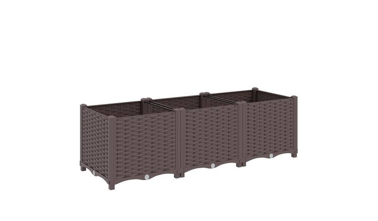 Outsunny Plastic Self Watering Raised Garden Bed - Brown