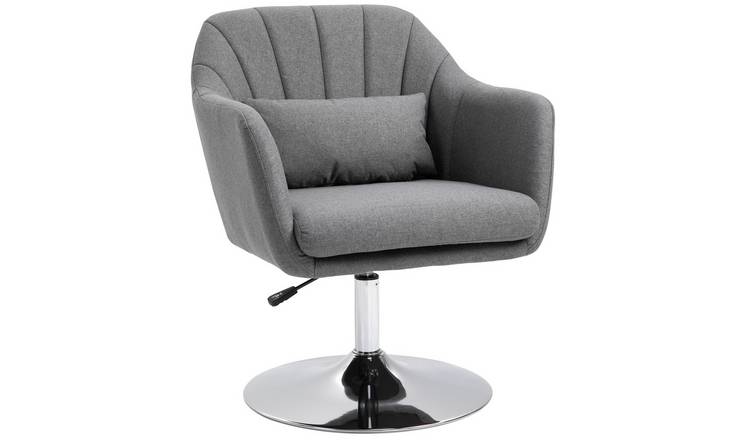HOMCOM Linen Fabric Modern Adjustable Swivel Accent Chair - Dark Grey