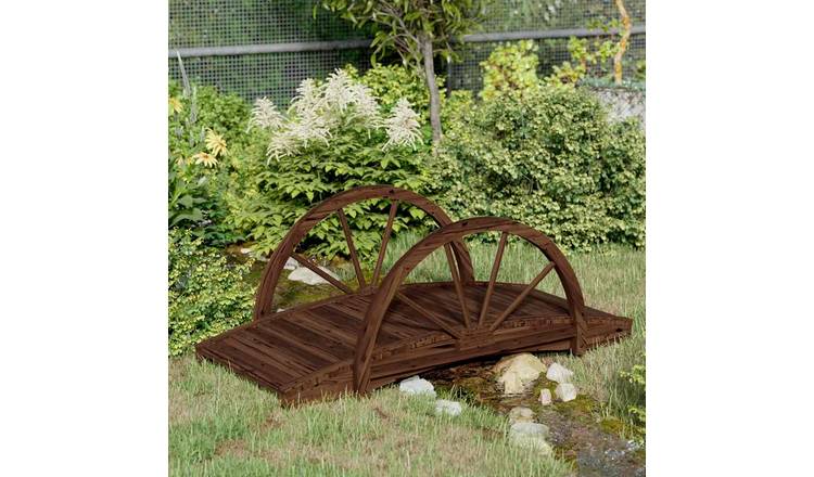 Walplus Solid Fir Wood Garden Bridge Half Wheel Design - 99 x 50 x 38 cm
