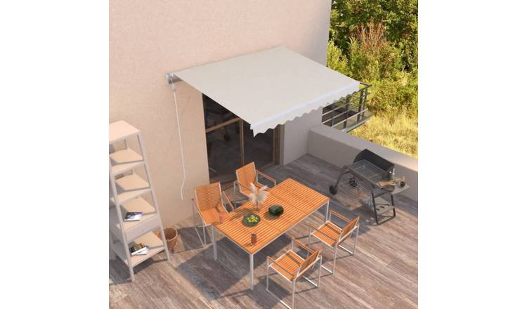 Walplus Manual Polyester Retractable Awning - Cream - 350x250 cm