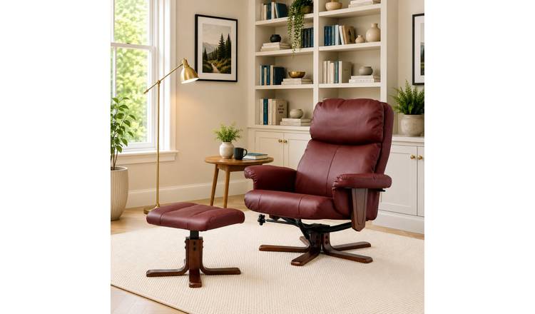 Artemis Home Woodacre Swivel Recliner with Massage and Heat - Burgundy