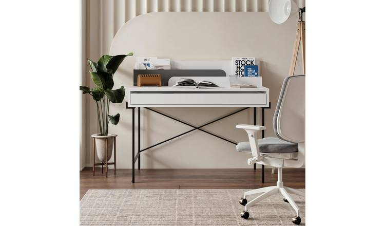 Decortie Leila Writing Desk With Drawer - White Anthracite Grey