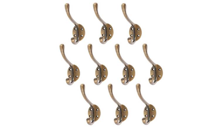 Hammer & Tongs Hat & Coat Hook - Brass - Pack of 10
