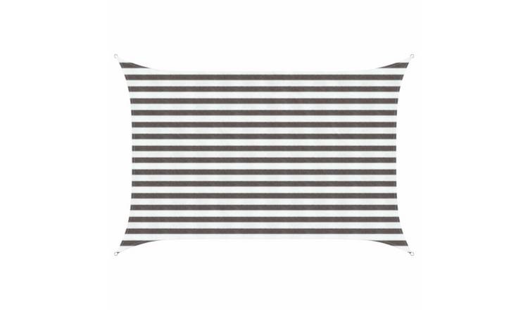Walplus Rectangular HDPE Sun Shade Sail - Light Grey and White - 200 x 250 cm