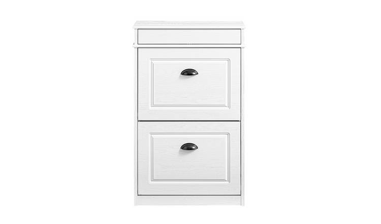 SoBuy 2 Flip Drawer Hallway Storage Rack Cabinet - White Vintage