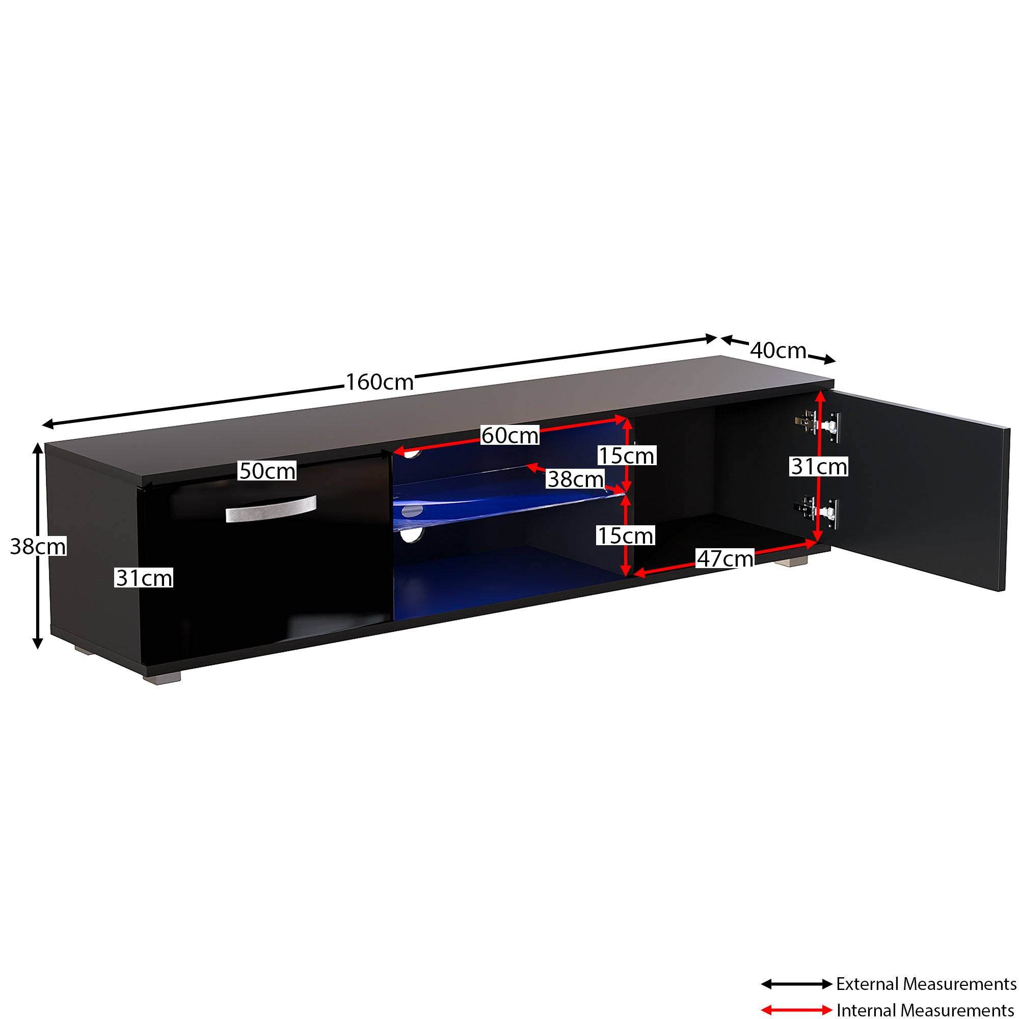 Vida Designs Cosmo 2 Door LED TV Unit - 160cm - Black - Image 9