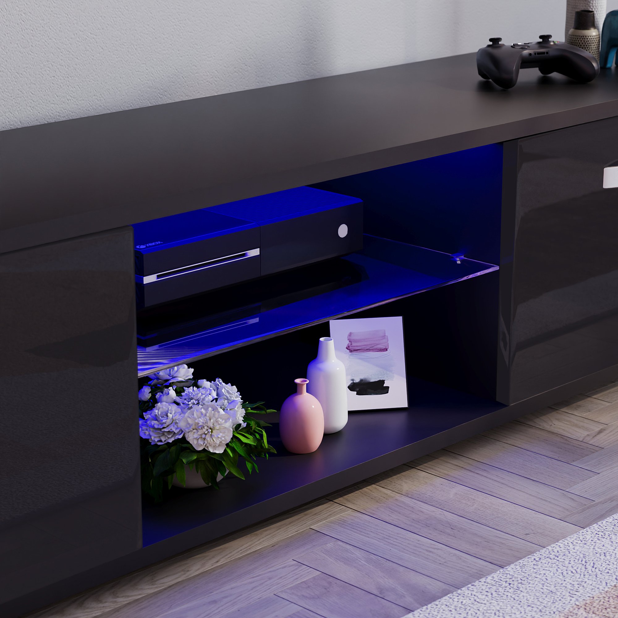 Vida Designs Cosmo 2 Door LED TV Unit - 160cm - Black - Image 4