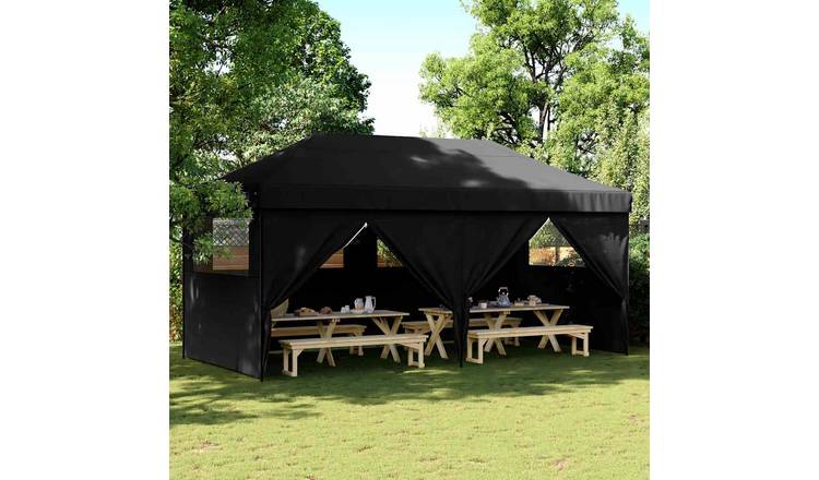 Walplus Foldable Pop Up Party Tent with 4 Sidewalls - Black