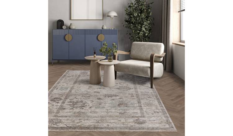 Mega Flooring Blue Traditional Bordered Rug - 80 x 160cm
