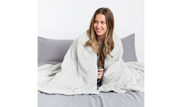 OHS Waffle Fleece 8kg Weighted Blanket 150x200cm - Silver