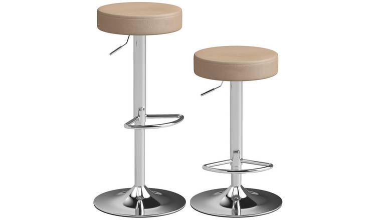 HOMCOM Set of 2 PU Leather Bar Stools with Footrest - Brown