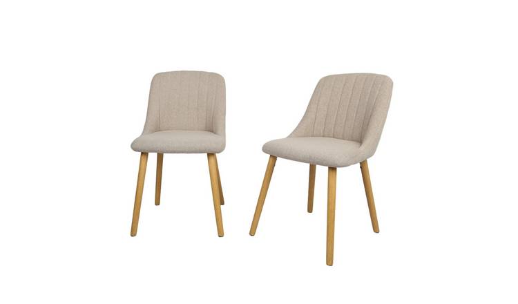 HomeGardenDirect Emilia Textured Linen Dining Chair Set of 2 - Beige