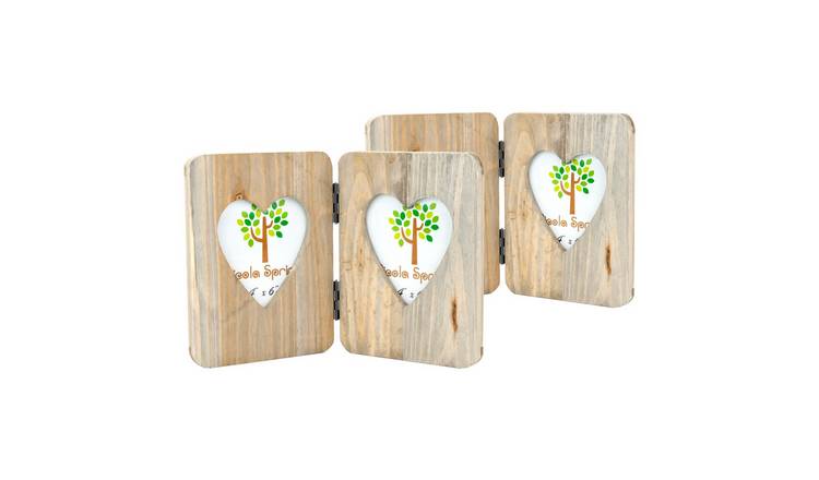 Nicola Spring Rustic Hearts Folding 2 Photo Frames - 4 x 6" - Set of 2