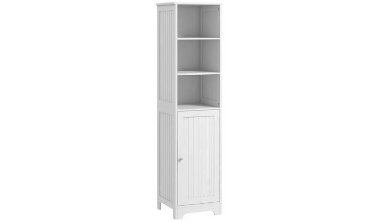 HOMCOM Freestanding Tall Bathroom Cabinet with Adjustable Shelf - White