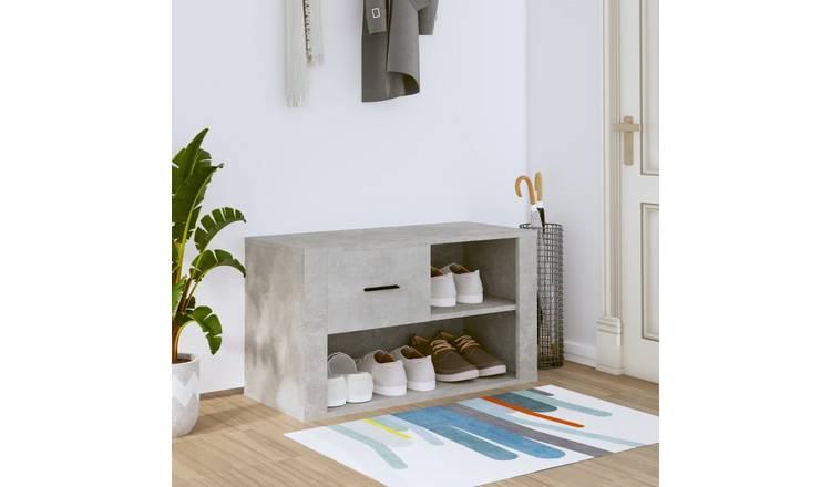 Walplus Engineered Wood Shoe Cabinet - Concrete Grey - 80 x 35 x 45 cm
