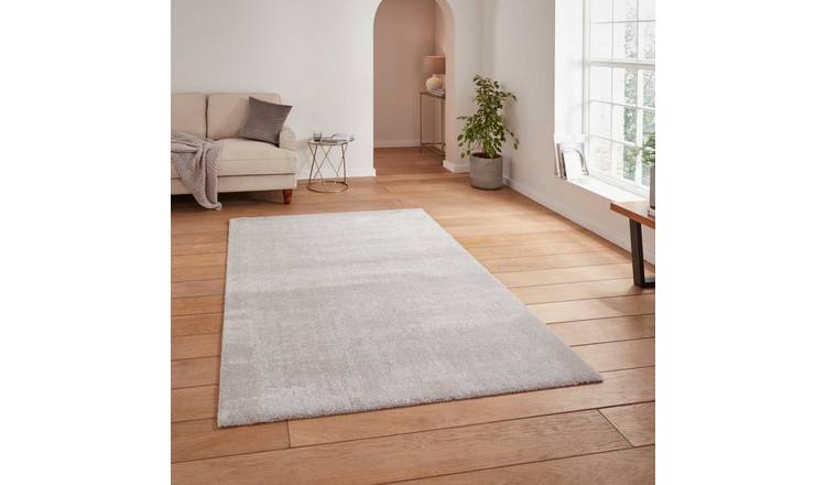 Mega Flooring Silver Shaggy Plain Rug - 80 x 150cm