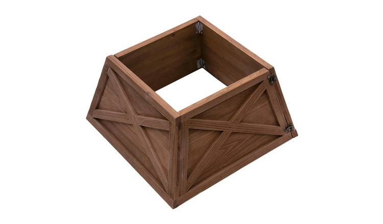 Christmas Tree World 46cm Wooden Christmas Tree Skirt - Brown