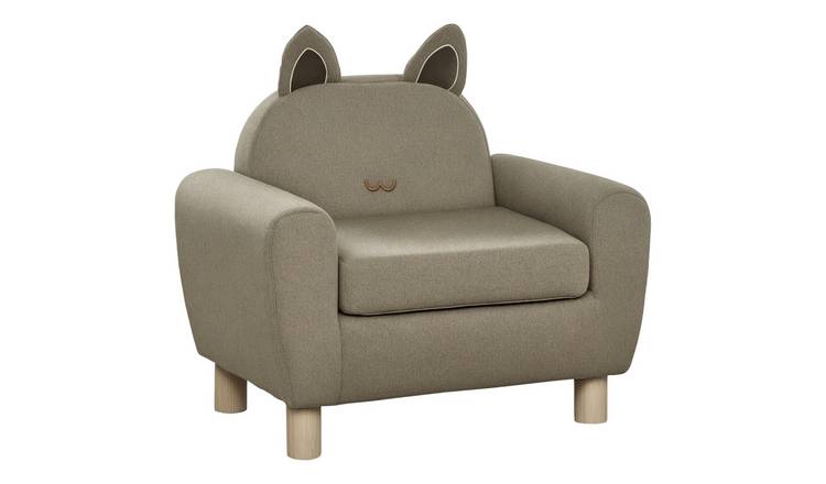 HOMCOM Single Seat Wooden Children Armchair with Ear Modeling - Brown