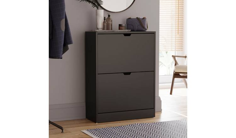 Vida Designs 2 Drawer Shoe Cabinet - Black