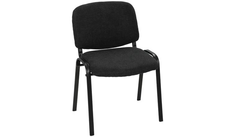 HOMCOM Linen Fabric Stackable Meeting Chair - Black