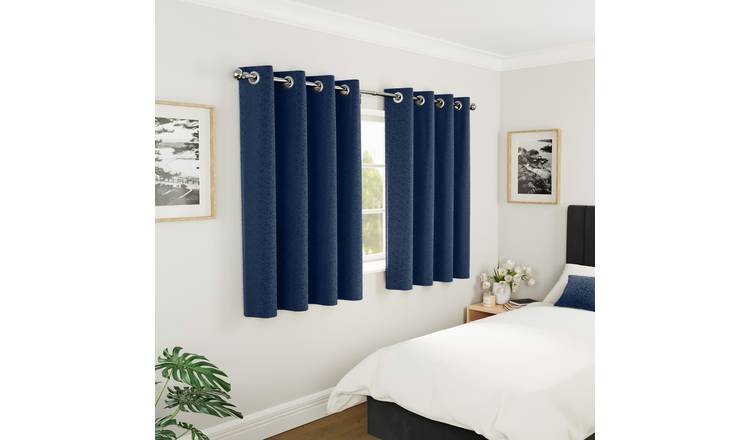 Enhanced Living Sydney Thermal Eyelet Curtains - 117 x 137cm - Navy