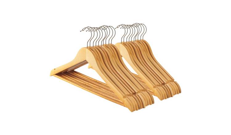 Harbour Housewares Wooden Coat Hangers - Brown - Pack of 20