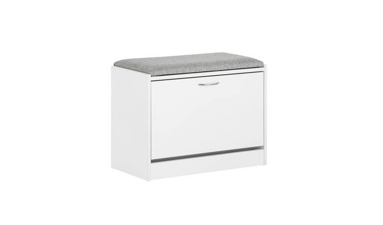 SoBuy 1 Flip Drawer Cushioned Seat Shoe Storage Bench - Grey