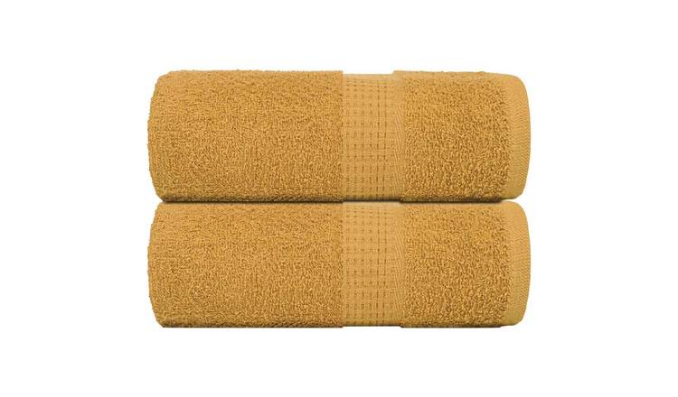 Walplus Pack of 2 Cotton Guest Towels - Gold - 30 x 50 cm