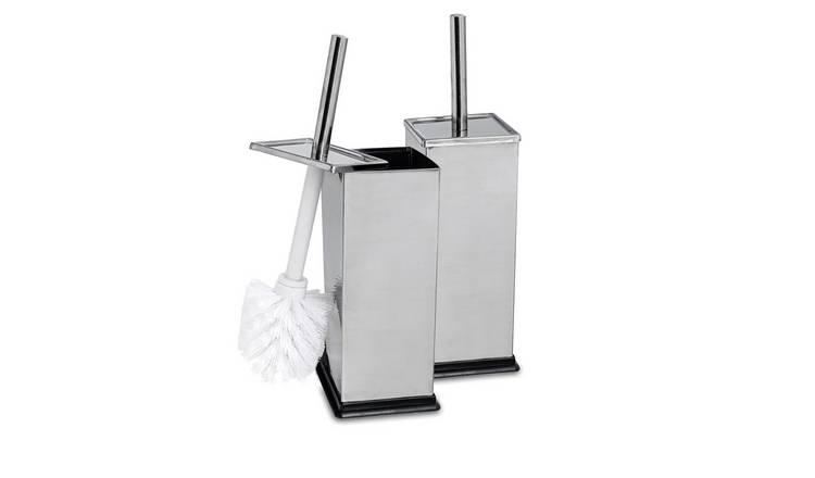 Harbour Housewares Square Toilet Brushes - Chrome - Pack of 2