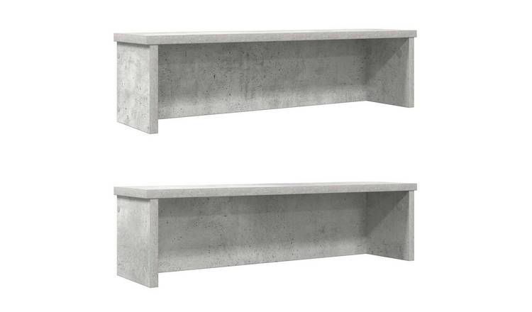 Walplus Pack of 2 Stackable Kitchen Racks - Concrete Grey - 50 x 15 x 16 cm