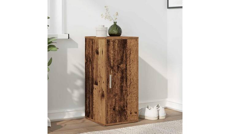 Walplus Engineered Wood Shoe Cabinet - Old Wood - 32 x 35 x 70 cm