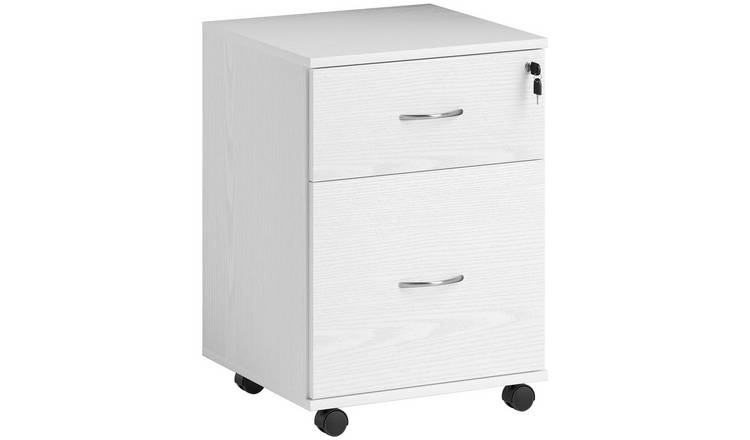 HOMCOM 2 Drawer Wooden Filing Cabinet for Home Office - White