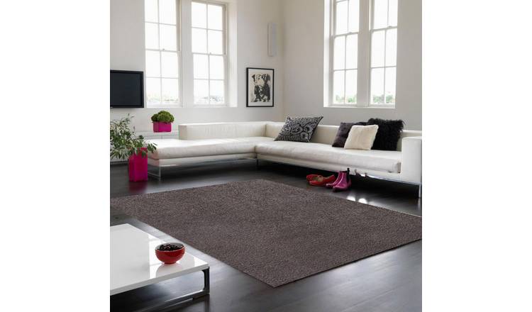 Mega Flooring Black Shaggy Plain Rug - 80 x 150cm