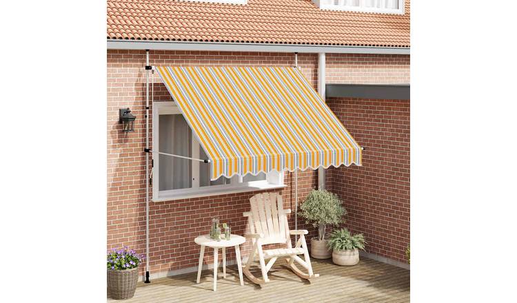 Walplus Manual Polyester Retractable Awning - Yellow and Blue - 250 x 120 cm