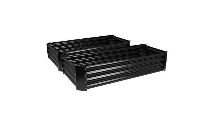 Harbour Housewares Rectangle Raised Garden Beds 180 x 90cm Set of 2 - Anthracite