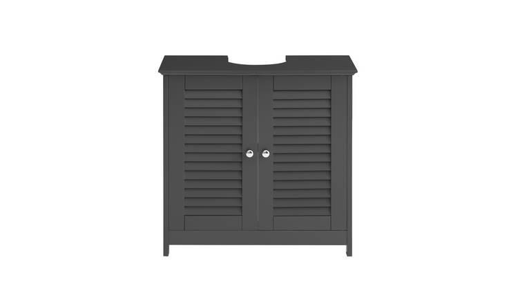 SoBuy 2 Door 1 Shelf Under Sink Bathroom Cabinet for Pedestal Sink - Dark Grey