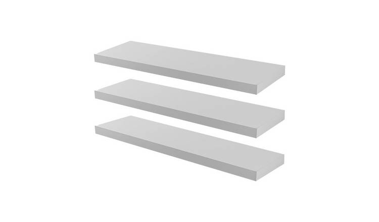 Harbour Housewares Contemporary Floating Wall Shelves - White - Set of 6