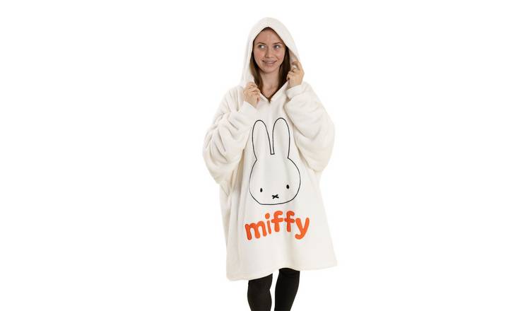 Miffy Face Adult Womens Blanket Hoodie - White