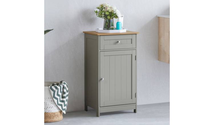 Bath Vida Priano 1 Door 1 Drawer Freestanding Cabinet - Grey and Oak