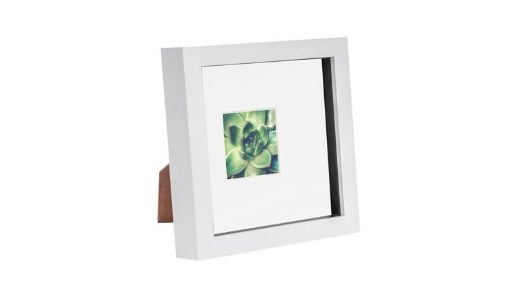 Nicola Spring 6" x 6" White 3D Box Photo Frame 2" x 2" Mount