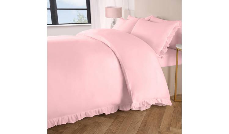 OHS Frill Edge Decor Duvet Cover Set Pink - Double