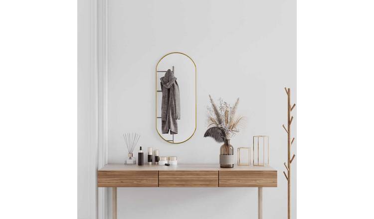 Walplus Oval Glass Wall Mirror - Gold - 80 x 35 cm