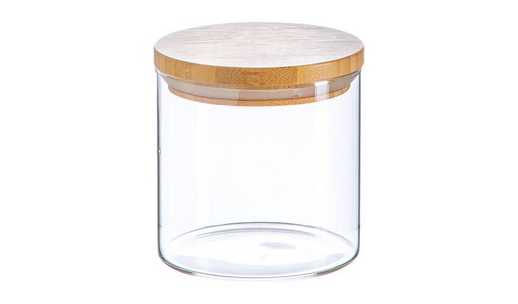 Argon Tableware Scandi Glass Storage Jar with Wooden Lid -