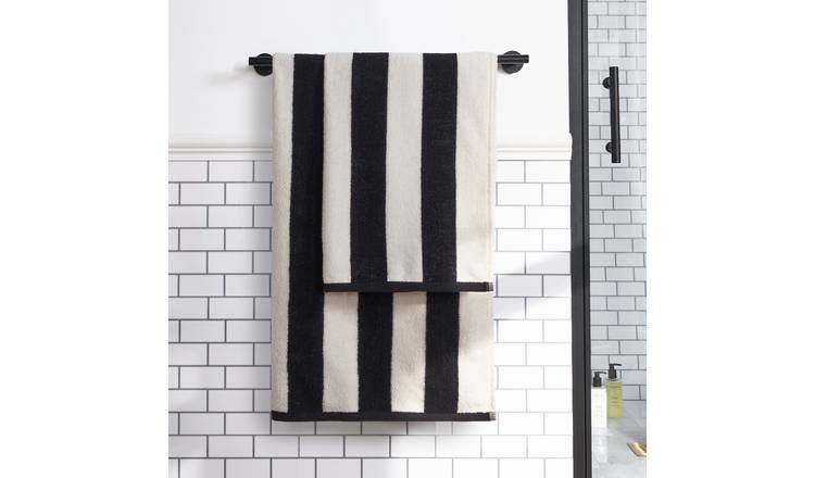 OHS Jacquard Stripe Cotton Bath Towel - 70 x 115cm - Mono