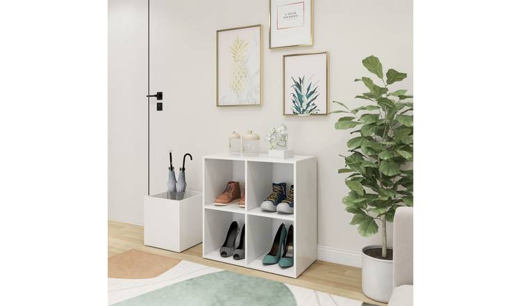 Walplus Engineered Wood Shoe Cabinet - White - 105 x 35.5 x 70 cm