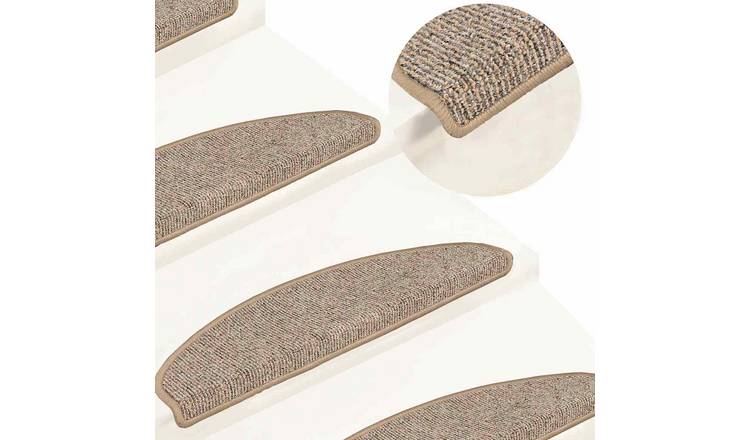 Walplus Pack of 15 Half Round Polypropylene Stair Mats - Brown - 65 x 21 cm
